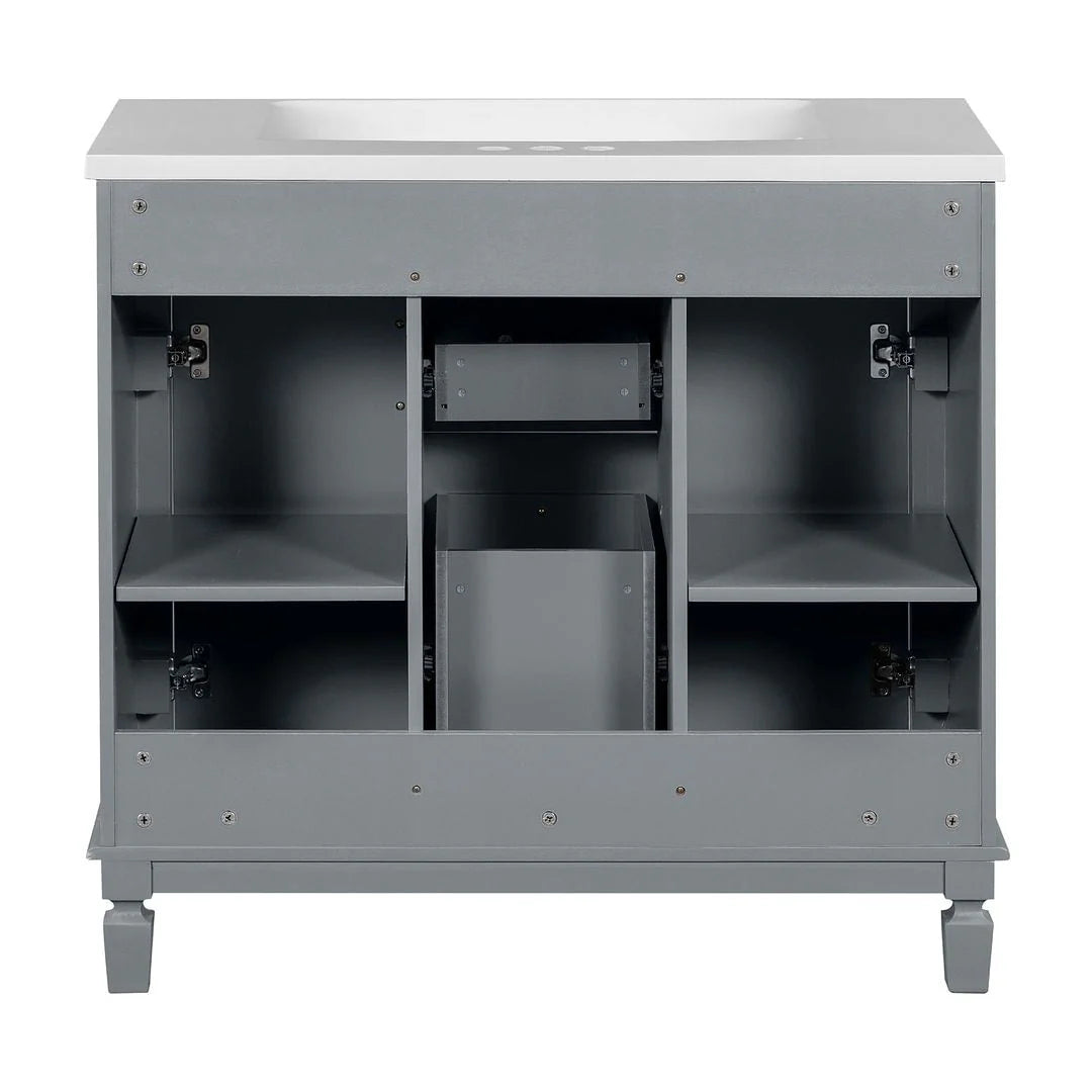 Meuble-lavabo moderne de 36 po avec vasque et armoire à miroir, 2 portes et 2 tiroirs