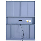 Armoire de cuisine autoportante haute Whisen 71, grand buffet de rangement pour salle à manger avec 4 portes pliantes, étagères et casiers à vin