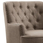 Moser Bay Mignon Fauteuil d'appoint à oreilles capitonné large de 76 cm en velours et lin