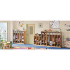 Organiseur de Manteaux pour Enfants avec 10 Casiers et Crochets, Meuble de Rangement à 5 Sections pour Salle de Classe, Crèche, Entrée ou Salle de Jeux, Chêne Naturel