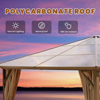 Tonnelle EROMMY à toit rigide, pergola extérieure avec double toit, moustiquaire et rideaux, auvent robuste pour patio, jardin, fête au bord de la piscine