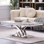 Table basse moderne de 48 po, table basse rectangulaire avec piédestal en X, tables basses pour salon