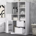 Meuble de rangement haut pour salle de bain 62", armoire de rangement sur pied avec tiroir et étagère réglable, meuble de rangement garde-manger pour salle de bain et salon