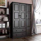 Armoire 3 portes - Blanc/Moka/Java - Bois massif