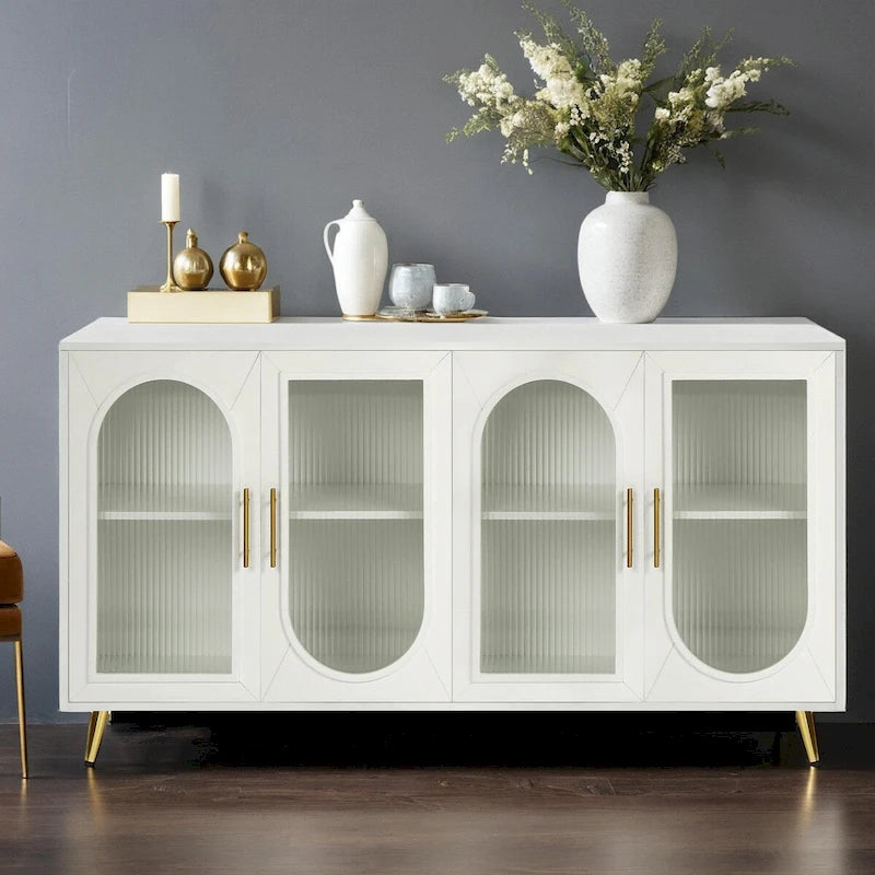Meuble TV pour téléviseur de 65 pouces et plus, meuble TV en bois avec placard de rangement et étagères réglables, console multimédia pour salon ou chambre