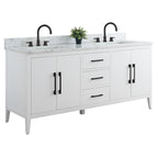 Meuble-lavabo de salle de bain Vanity Art 72 po à double vasque avec dessus en marbre reconstitué