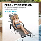 Lot de 2 Chaises Longues de Jardin, Chaises Inclinables Réglables sur 5 Positions avec Tissu Textilène, Transats de Piscine pour Jardin et Balcon