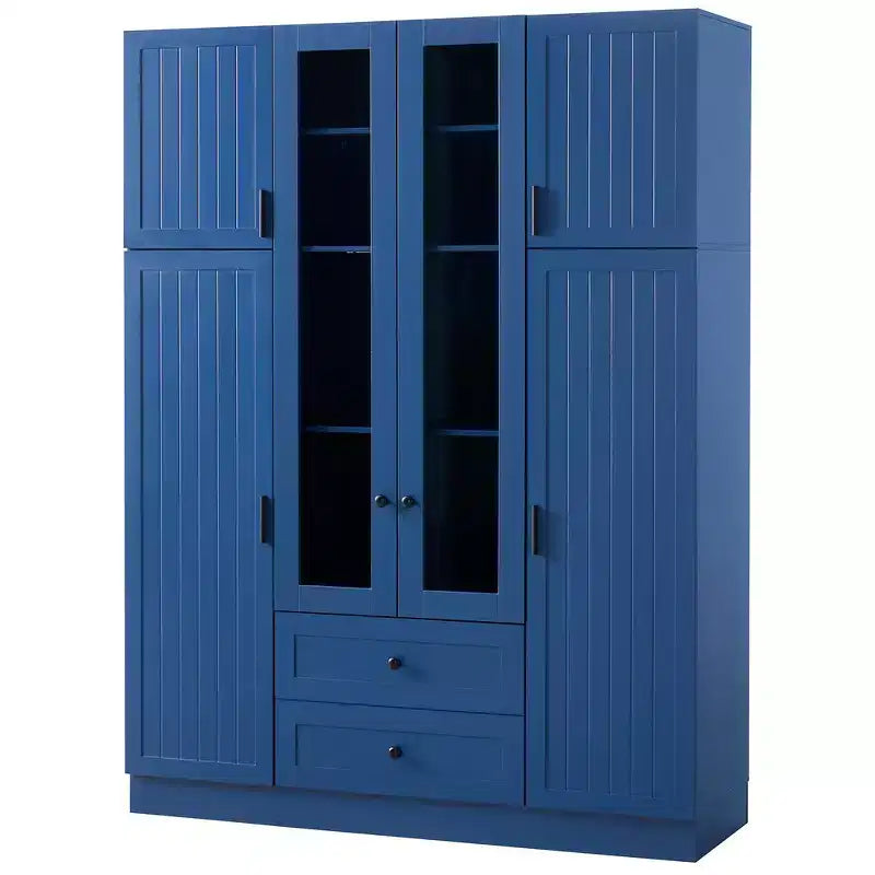 Armoire de rangement de cuisine sur pied Whisen 71H, grand buffet de salle à manger avec 6 portes et étagères réglables
