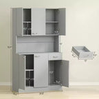 71 Armoire de cuisine, armoire de rangement haute avec support pour micro-ondes, buffet de cuisine moderne, 3 étagères réglables pour salon, salle à manger