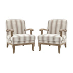 Fauteuil Rinaldo Farmhouse en polyester avec pieds en bois massif, lot de 2, par HULALA HOME