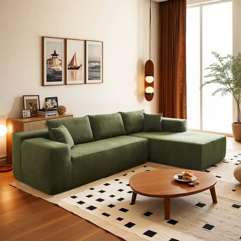 Canapé méridienne moderne rembourré avec coussins pour salon