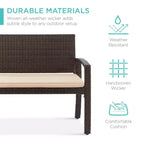 Banc de jardin en osier d'extérieur 2 places Best Choice Products avec coussin, capacité de 317 kg