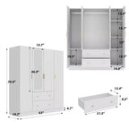 Hitow Armoire 2 grands tiroirs zone de suspension centrale avec miroir Style minimaliste