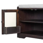 Banc de rangement rustique en bois Whisen, banc à chaussures d'entrée avec coussin amovible, étagères réglables