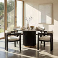 Ensemble de salle à manger rond moderne 5 pièces Christopher Knight Home Shankar avec chaises rembourrées en bois d'hévéa