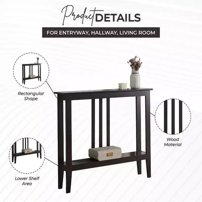 Console étroite avec étagères pour entrée, couloir ou salon