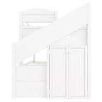 Lit superposé Whisen Twin XL avec lit gigogne, lit superposé avec rangement, lit superposé en bois massif, escalier de rangement, armoire, 3 tiroirs, pour enfants
