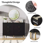 Commode 6 tiroirs COZONY avec design cannelé, Armoire de rangement moderne en bois, Grande commode pour chambre, salon, entrée