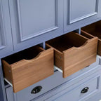 Armoire de cuisine autoportante haute Whisen 71, grand buffet de rangement pour salle à manger avec 4 portes pliantes, étagères et casiers à vin