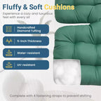 Fauteuil à bascule Heynemo pour patio avec ottoman, fauteuil à bascule œuf intérieur/extérieur avec coussins, fauteuil de salon en métal, fauteuil papasan surdimensionné, fauteuil de lecture