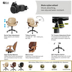 Fauteuil de bureau pivotant réglable en similicuir Glitzhome avec accoudoir, design ergonomique