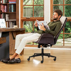 Fauteuil de bureau pivotant réglable en similicuir Glitzhome Mid-century 48 pouces