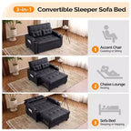 Canapé-lit convertible inclinable en cuir rembourré « Cats Claw » avec coussins pour petits espaces