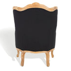 Fauteuil à oreilles Safavieh Couture Kali en chêne et lin naturel - 34 larg. x 34 prof. x 40 haut.