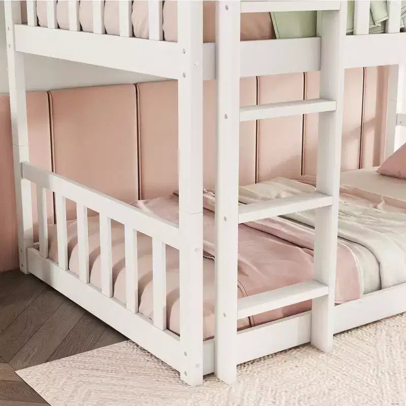 Lit superposé triple pour enfants, lit superposé trois places détachable avec échelle et barrière de sécurité, se sépare en 3 lits