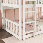 Lit superposé triple pour enfants, lit superposé trois places détachable avec échelle et barrière de sécurité, se sépare en 3 lits