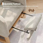 Fauteuil à bascule moderne avec oreiller et poches latérales, pour salon, chambre à coucher