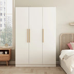 Timechee 47.2 Armoire de rangement pour vêtements avec poignées en bois massif Blanc