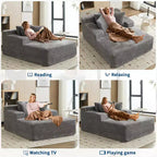 COZONY Chaise longue convertible surdimensionnée de 125 cm, Fauteuil/Canapé-lit Cloud en velours côtelé, Capacité de 180 kg