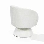 Fauteuil club pivotant rembourré crème avec piètement en bois crème, blanc cassé