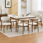 Lot de 4 chaises de salle à manger, chaises de salle à manger modernes du milieu du siècle rembourrées, chaises de cuisine de style campagnard avec siège en tissu rembourré et pieds en bois, beige