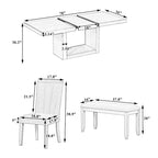 Ensemble de salle à manger contemporain de 6 pièces avec table à rallonge de 198 cm et pied central