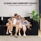 Canapé modulaire sectionnel nuage 107/137, canapé sans armature à assise profonde, canapés de sol confortables convertibles avec poufs et mousse à mémoire de forme