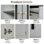 Armoire de rangement de cuisine sur pied Whisen 71H, grand buffet de salle à manger avec 6 portes et étagères réglables