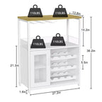 Meuble Bar à Vin Industriel Gris à 3 Niveaux (12+ Bouteilles) 91,4 cm H x 61 cm L x 38,1 cm P, Casier Détachable, 9 Supports à Verres et Étagères Réglables pour Maison/Bar