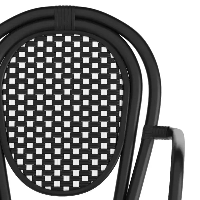 Lot de 4 chaises bistrot Lourdes Thonet empilables avec accoudoirs, en rotin PE et cadre en aluminium, pour l'intérieur et l'extérieur, de la marque Flash Furniture