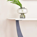 Console moderne, design aux formes raffinées, structure en métal avec patins réglables pour l’entrée