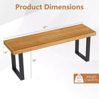 Banc Costway 1/2 PCS 48 en Bois d'Acacia pour 2 avec Pieds en Métal et Patins Réglables pour Entrée
