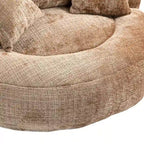 Fauteuil d'appoint rond surdimensionné avec haut dossier enveloppant, revêtement en chenille et 3 coussins