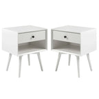Lot de 2 tables de chevet en bois massif de style Mid-Century avec 1 tiroir