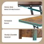 Table basse relevable avec 2 portes de grange coulissantes et rangement