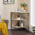 Table d'angle Javlergo, étagère de rangement moderne triangulaire à 3 niveaux avec 2 portes pour salon, chambre et bureau