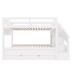 Lit superposé Whisen Twin XL avec lit gigogne, lit superposé avec rangement, lit superposé en bois massif, escalier de rangement, armoire, 3 tiroirs, pour enfants