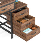 Bureau d'ordinateur réversible avec 5 tiroirs, bureau de travail à domicile avec caisson de rangement pour dossiers et support pour imprimante