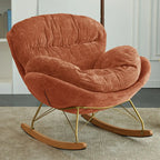Fauteuil à bascule ergonomique rembourré en velours moderne pour chambre de bébé