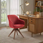Fauteuil pivotant Art Leon confortable en tissu avec pieds en chêne massif